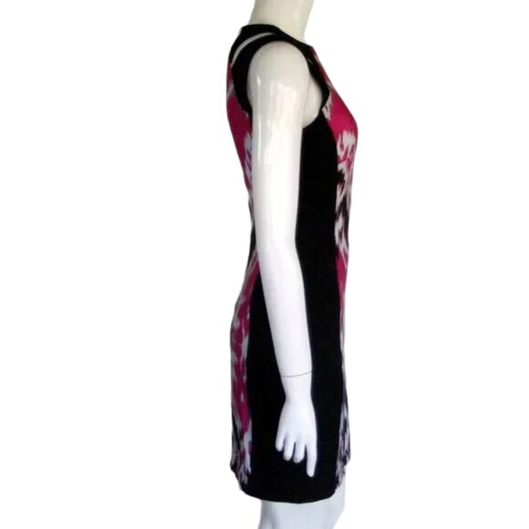 CACHE Dress, 6, Black/Pink, Split shoulder, Sheath, Mini Length, Sleeveless - Picture 6 of 10